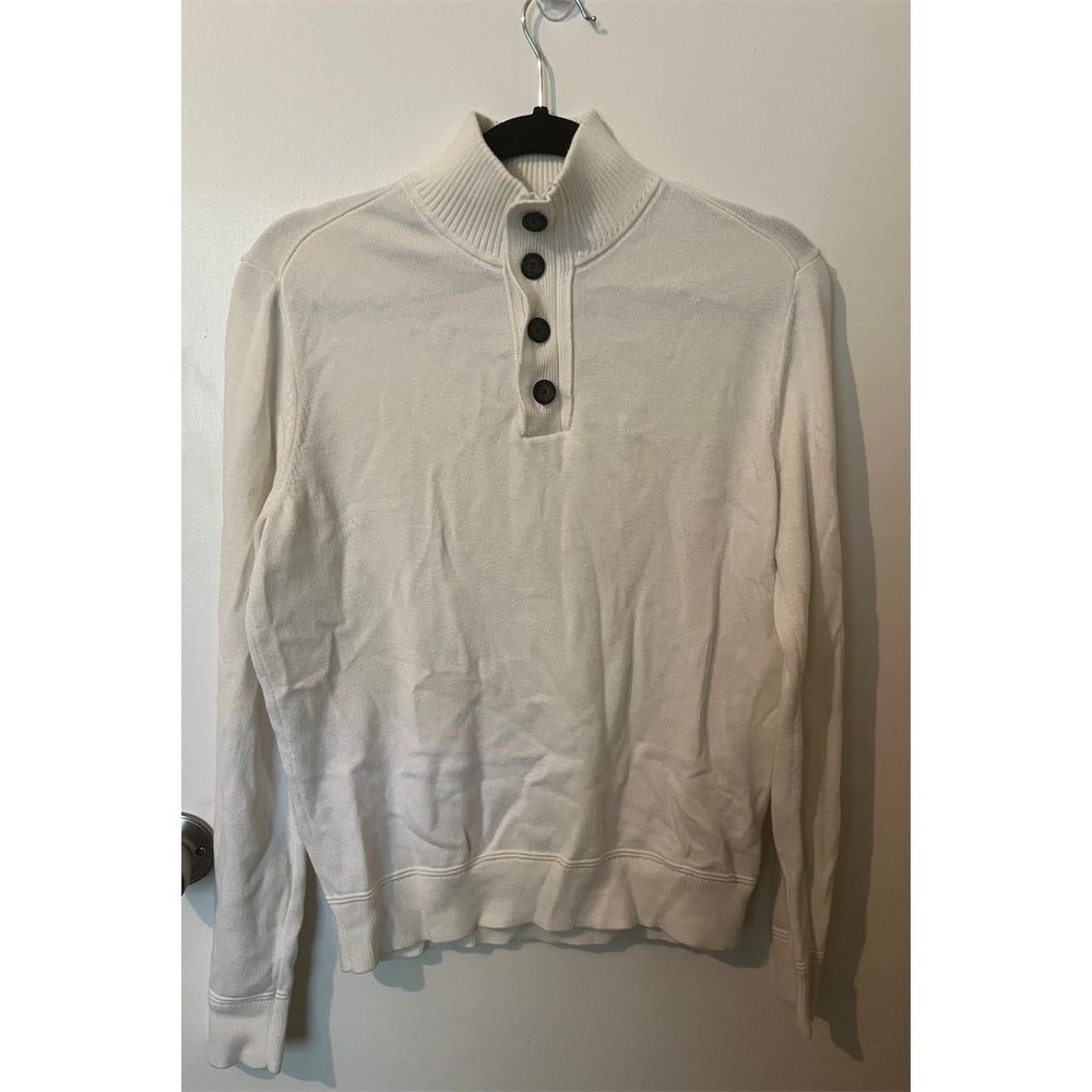Tommy Hilfiger Men's Mock Neck Pima‎ Cotton Button Pullover Sweater Sz M